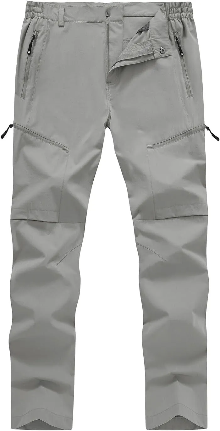 YSENTO Men's Cargo Hiking Pants Lightweight 5 Zipper Pockets Stretch Quick Dry Camping Fishing Travel Pants